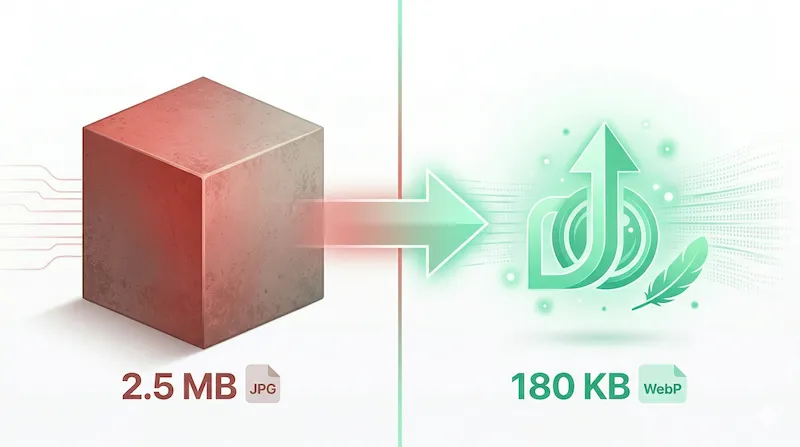 Visual comparison showing massive file size reduction with UpaiPic compressor
